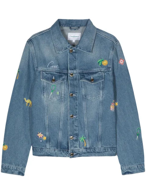 Casablanca embroidered motif denim jacket