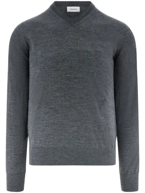 Ferragamo v-neck charcoal wool sweater