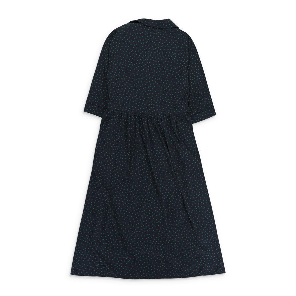 NAVY/GREEN POLKA DOT WRAP DRESS