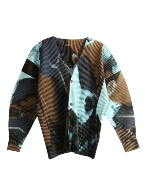 Homme Plissé Issey Miyake pleated print cardigan