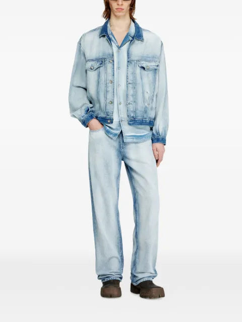 Diesel trucker jacket in medium-light skeleton denim