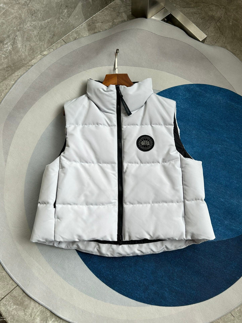 Canada Goose White Quilted Puffer Vest with Black Details