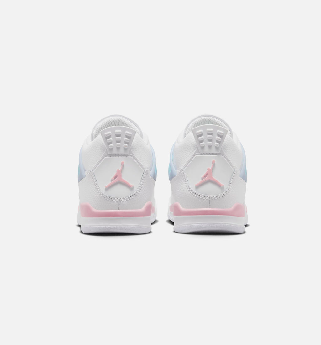 Air Jordan 4 Retro Medium Soft Pink | Preschool Lifestyle Shoe | White/Medium Soft Pink/Half Blue