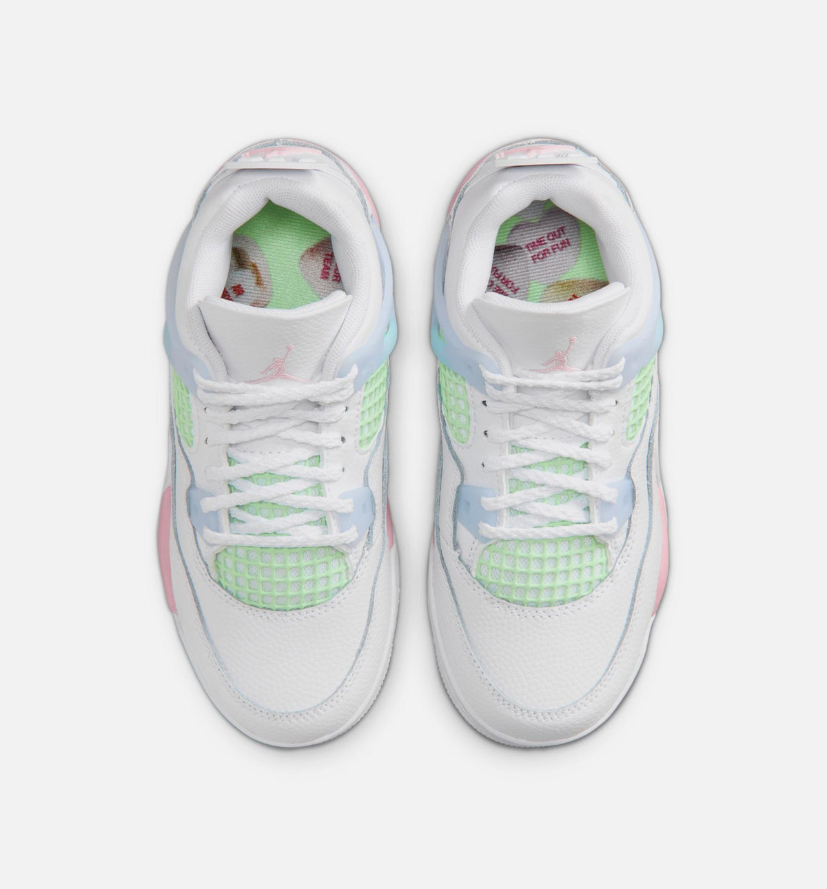 Air Jordan 4 Retro Medium Soft Pink Preschool Lifestyle Shoe - White/Medium Soft Pink/Half Blue