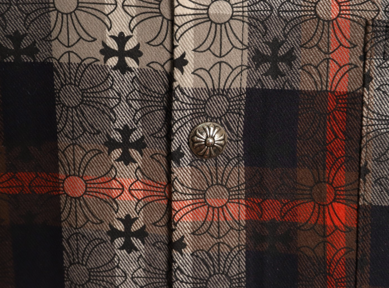 Floral Plaid Button-Up Shirt with Cross Detail