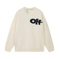 Off-White Front and Back Letter Graphic Crewneck Wool Sweater
