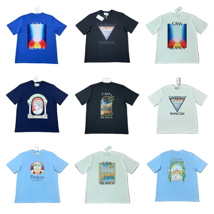 Casablanca Art Graphic Print Loose Unisex Short Sleeve T-Shirt