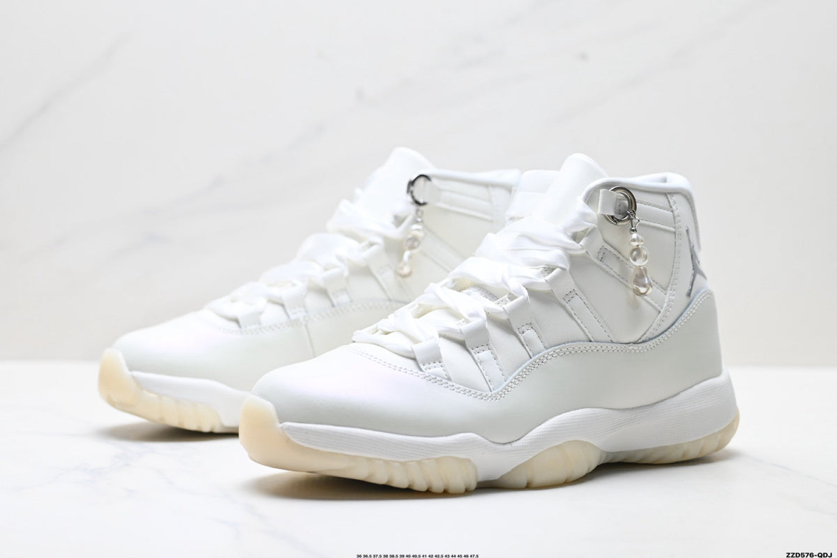 Air Jordan 11 Retro Triple White Unisex Sneakers Style 07