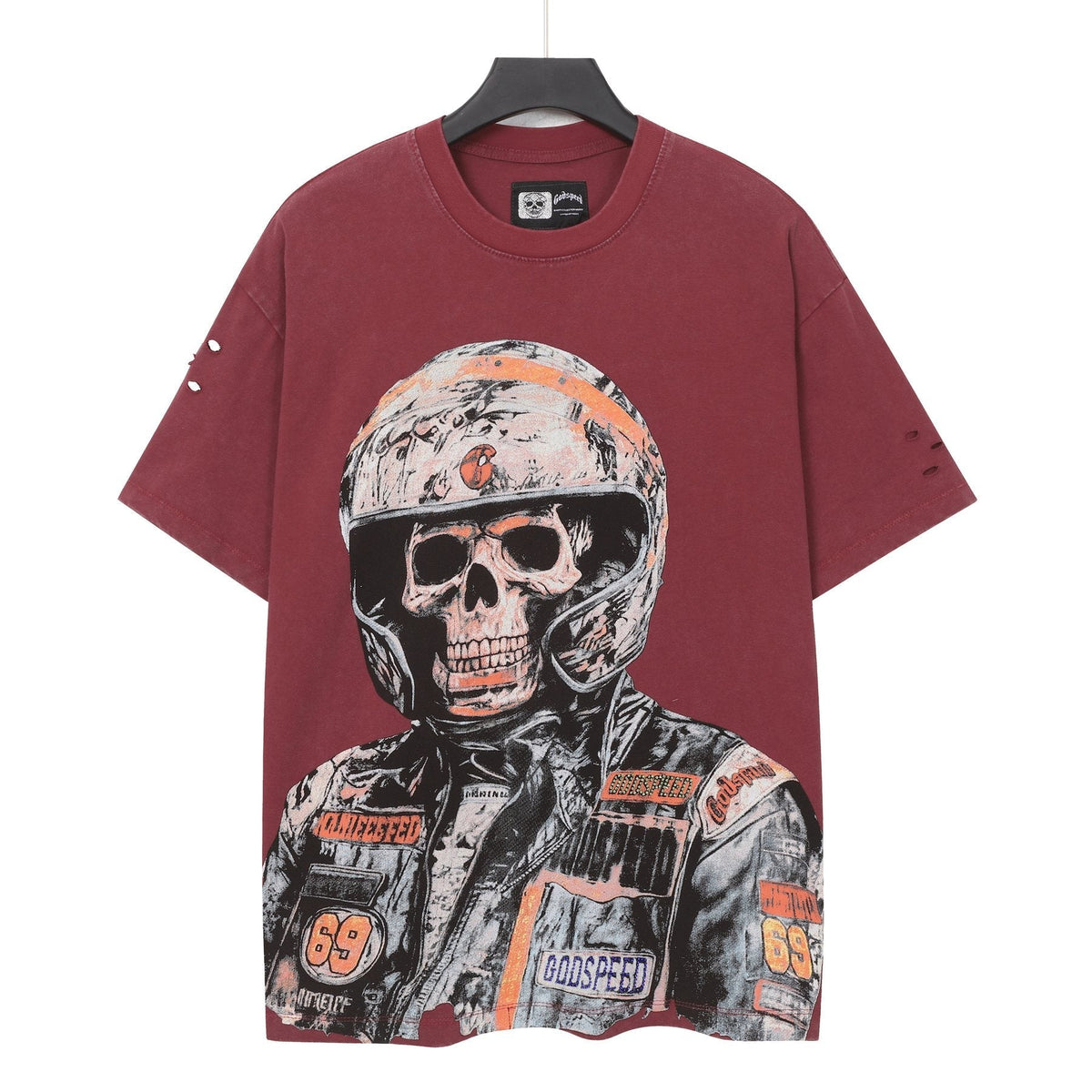 Godspeed Distressed Rhinestone Graphic T-Shirt