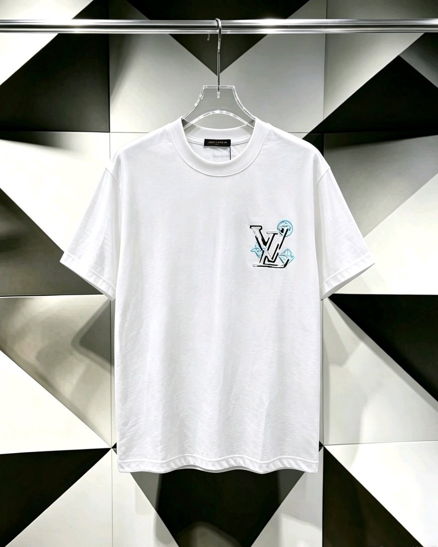 Louis Vuitton*LV White Embroidered Graphic T-Shirt