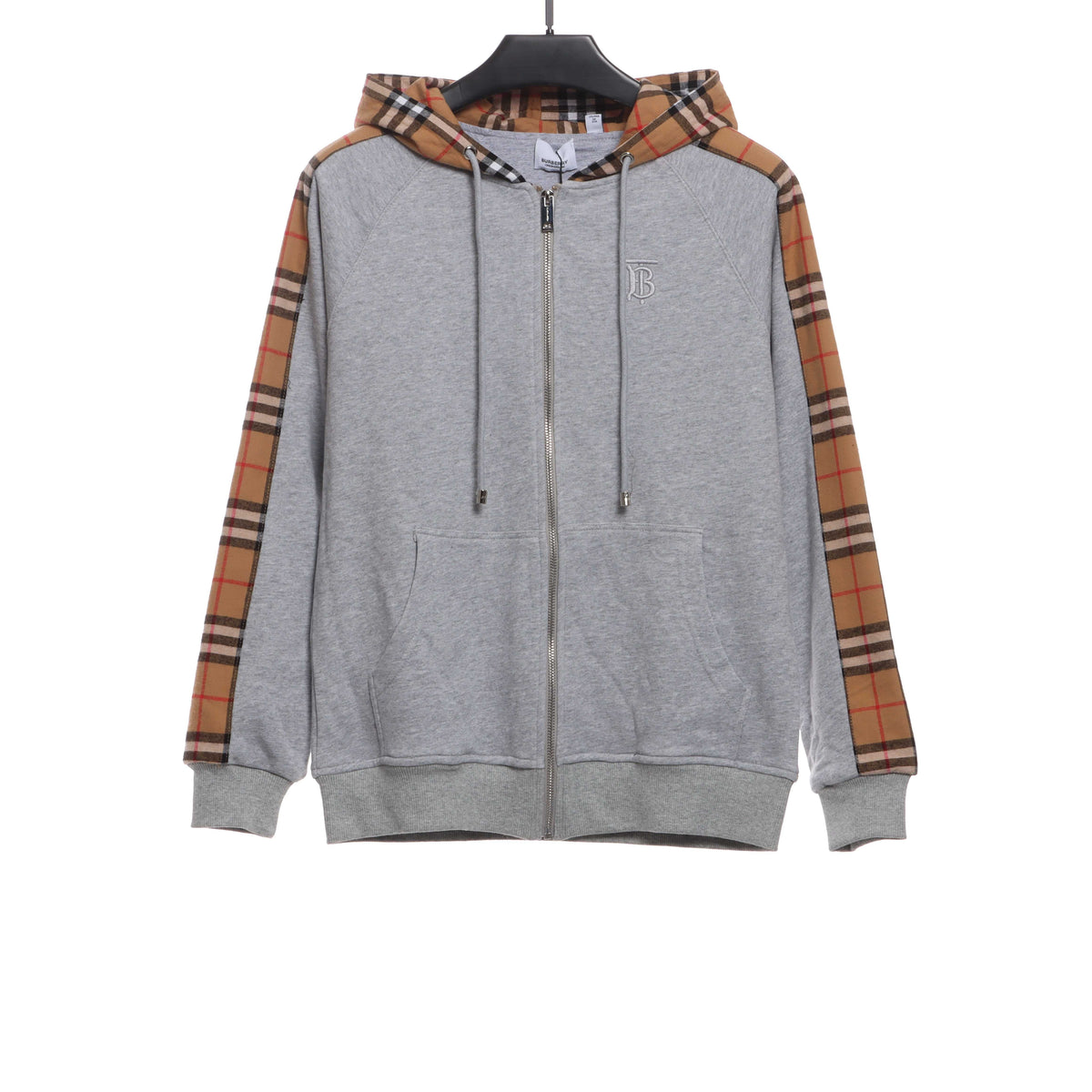 Brand Zip Up Hoodie Grey