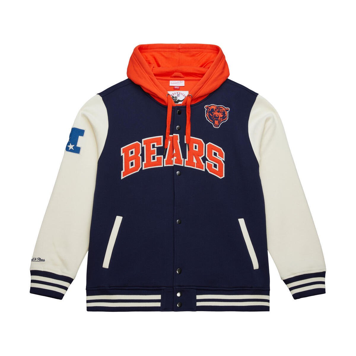 M&N NFL Vintage Logo Chicago Bears Courtside Fleece Button Front Hoodie