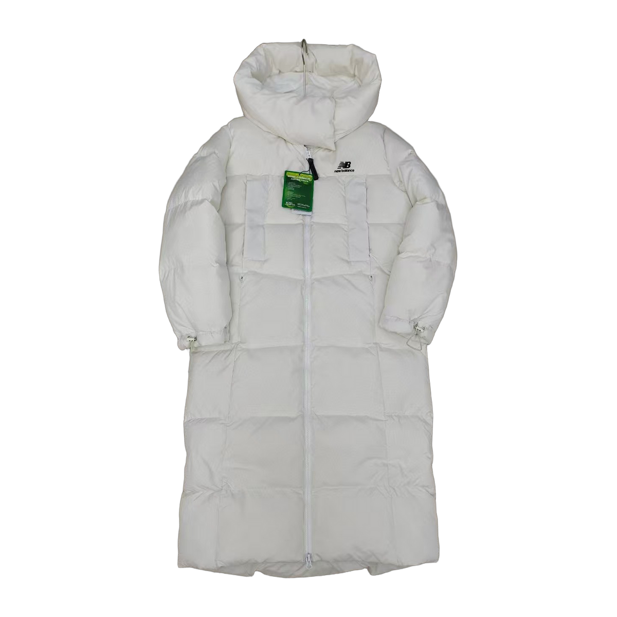New Balance Hooded Long Puffer Coat | Off White | Insulated