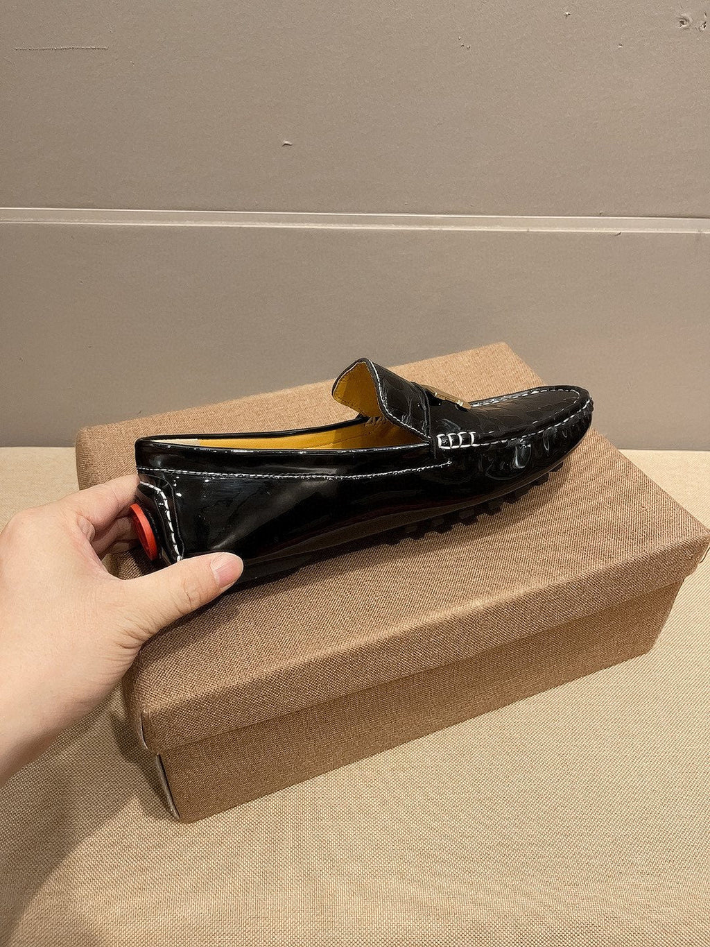 Hermès Black Textured Loafers