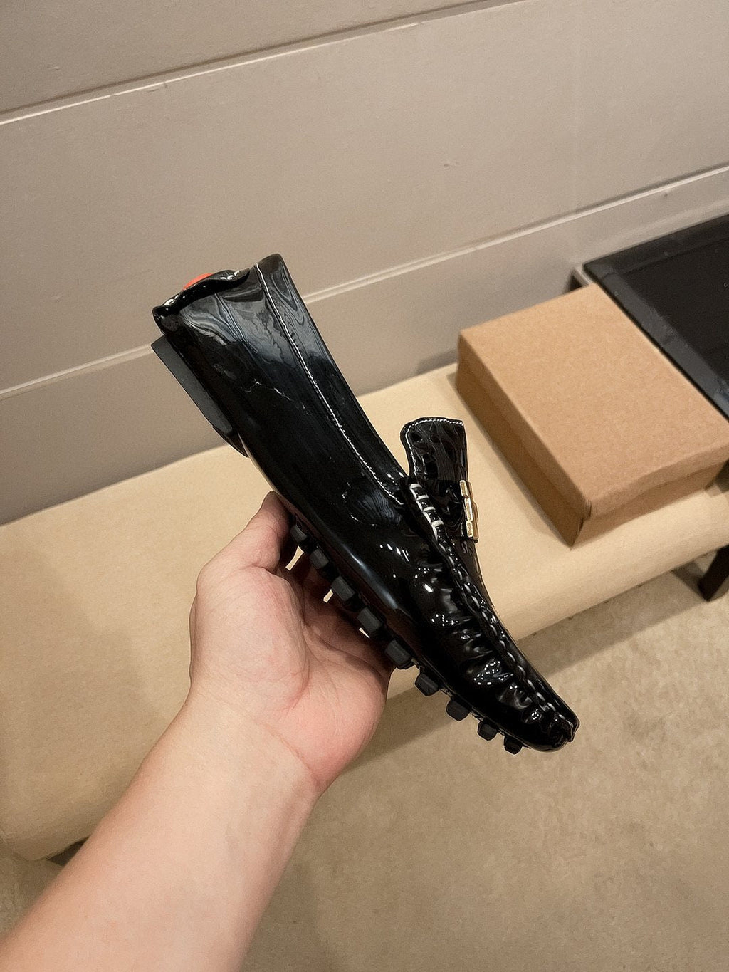 Hermès Black Textured Loafers