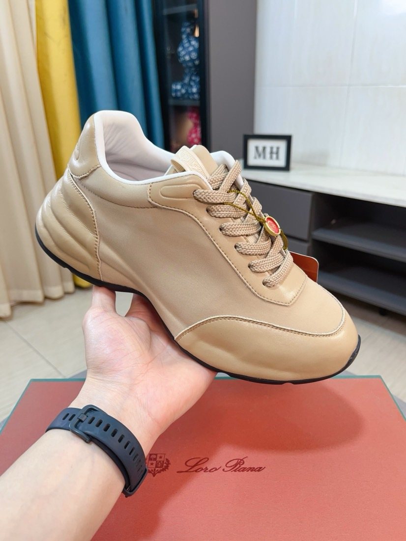 Loro Piana Beige Low-Top Sneakers