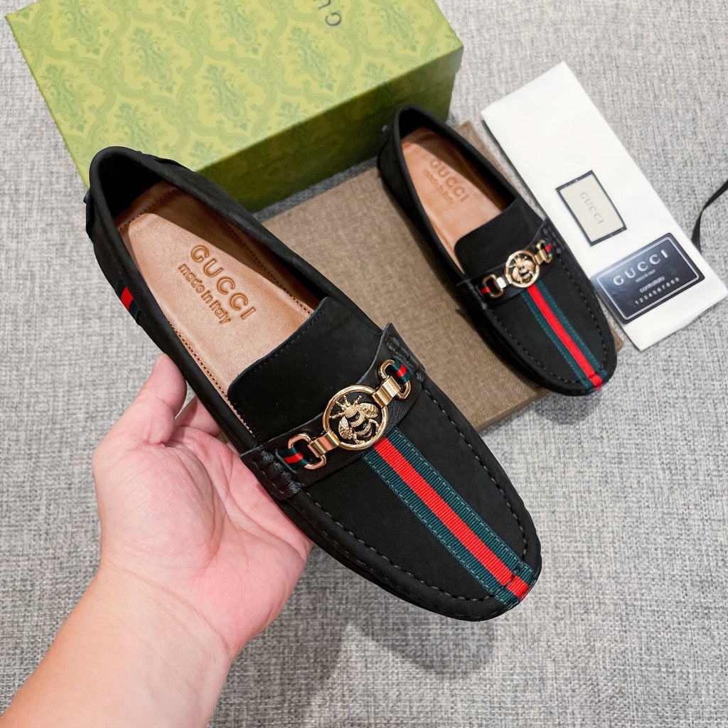 Gucci Black Stripe Driving Shoes