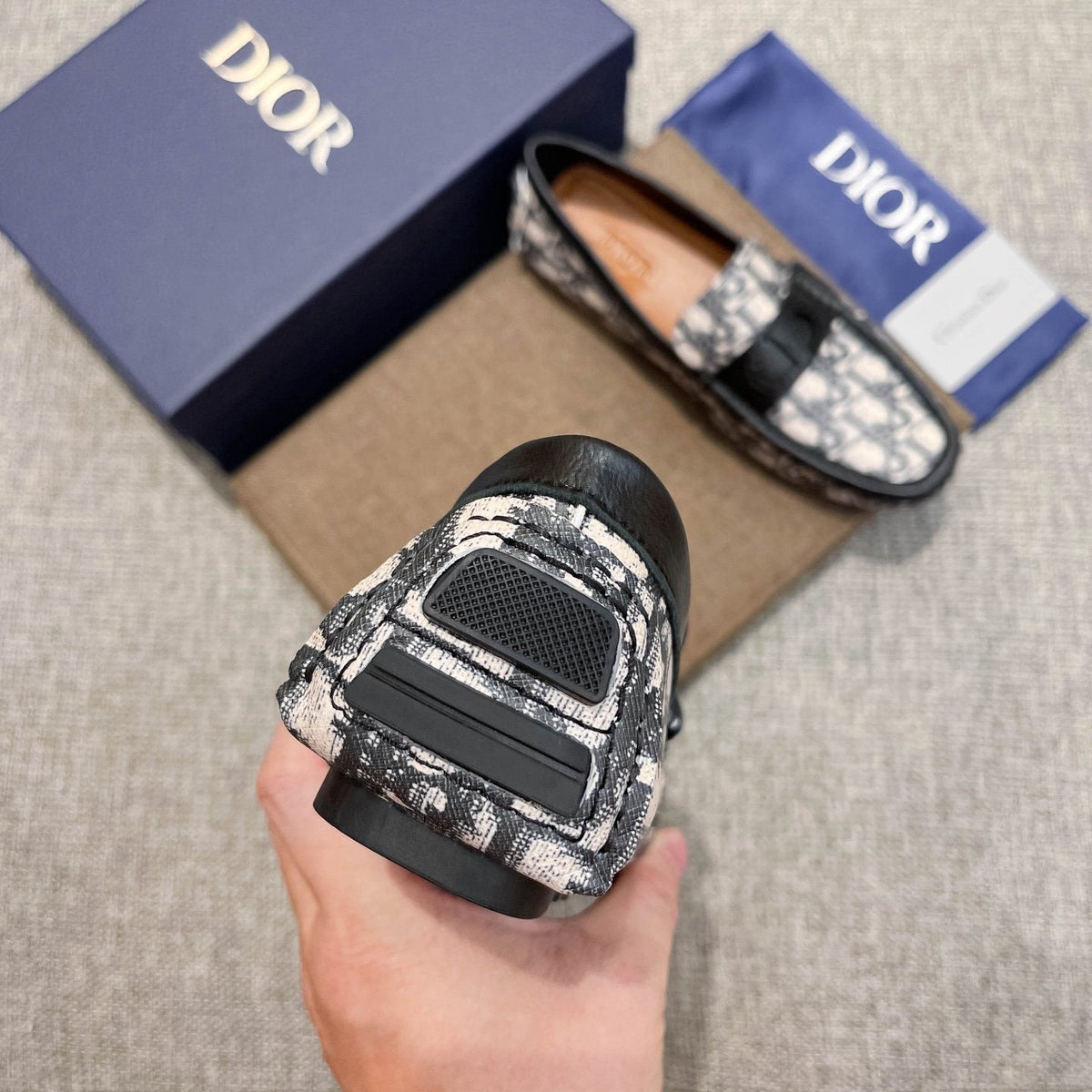 Dior Patterned Trim Loafers