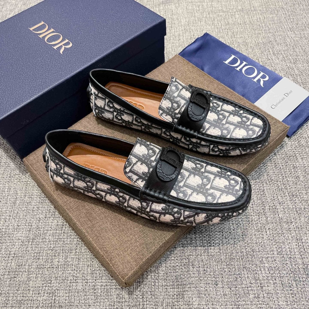 Dior Patterned Trim Loafers