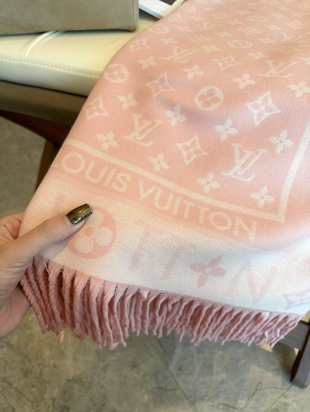 Louis Vuitton Monogram Fringed Scarf