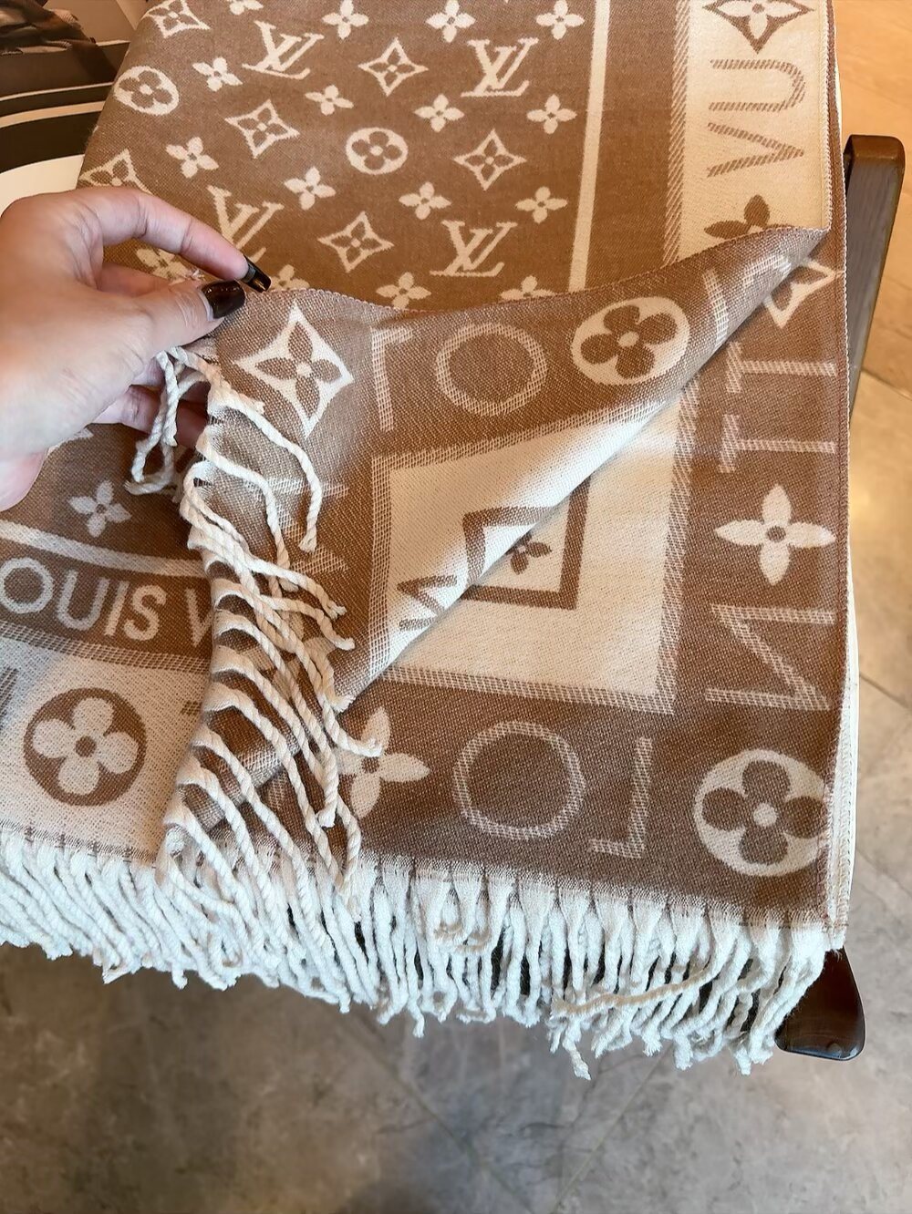Louis Vuitton Monogram Fringed Scarf