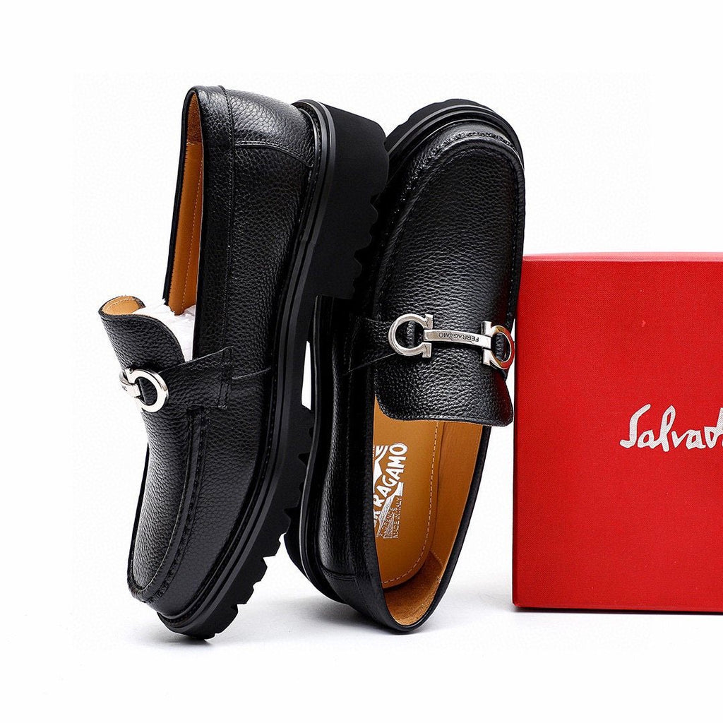 Salvatore Ferragamo Men's Black Lug Sole Bit Loafers