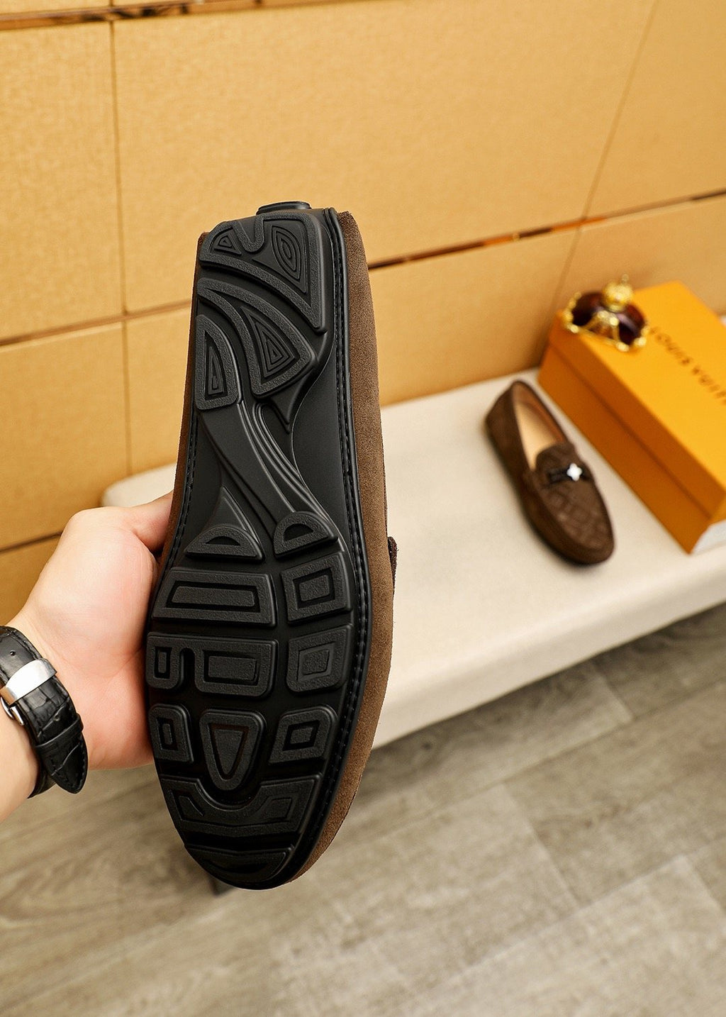 Louis Vuitton Embossed Metal-Detail Loafers