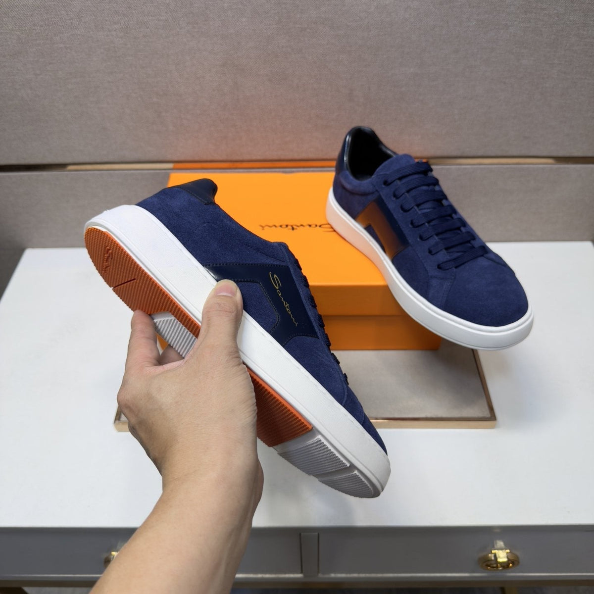 Santoni Paneled Low-Top Sneakers