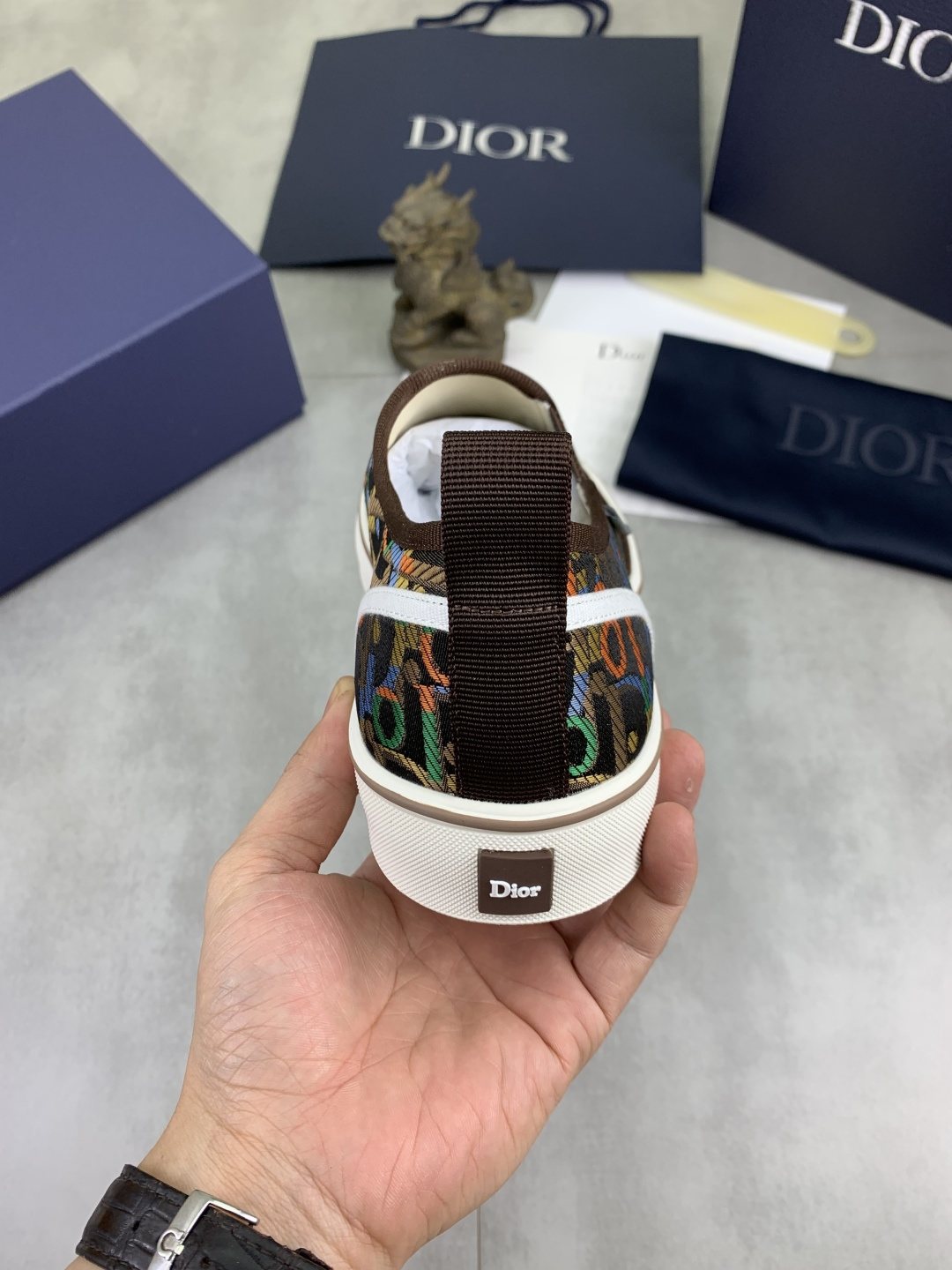 Dior Patterned Canvas Slip-On Sneakers
