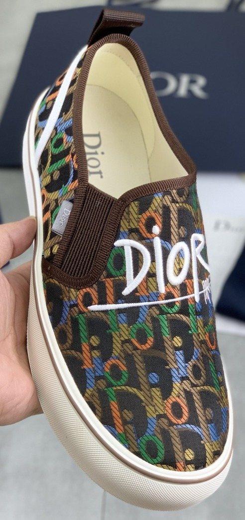 Dior Patterned Canvas Slip-On Sneakers