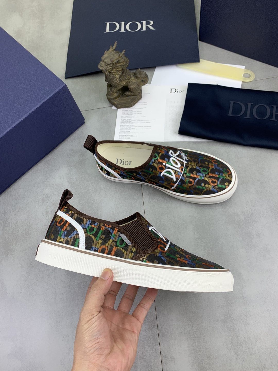 Dior Patterned Canvas Slip-On Sneakers