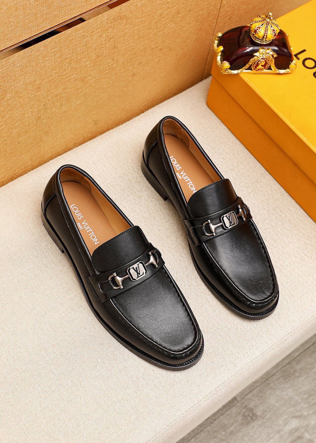 Louis Vuitton Black Metal-Accent Loafers - Leather Lining