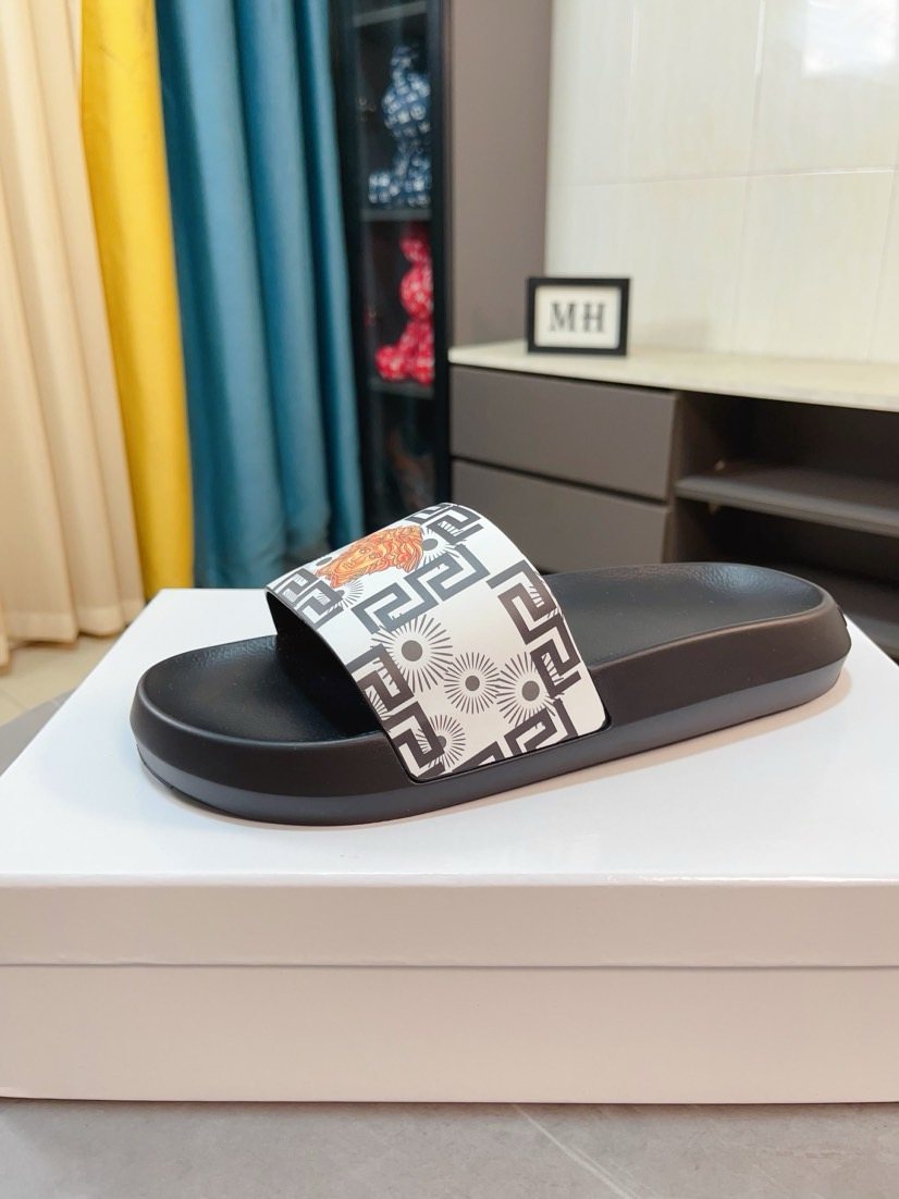 Versace Men's Geometric Strap Slide Sandals
