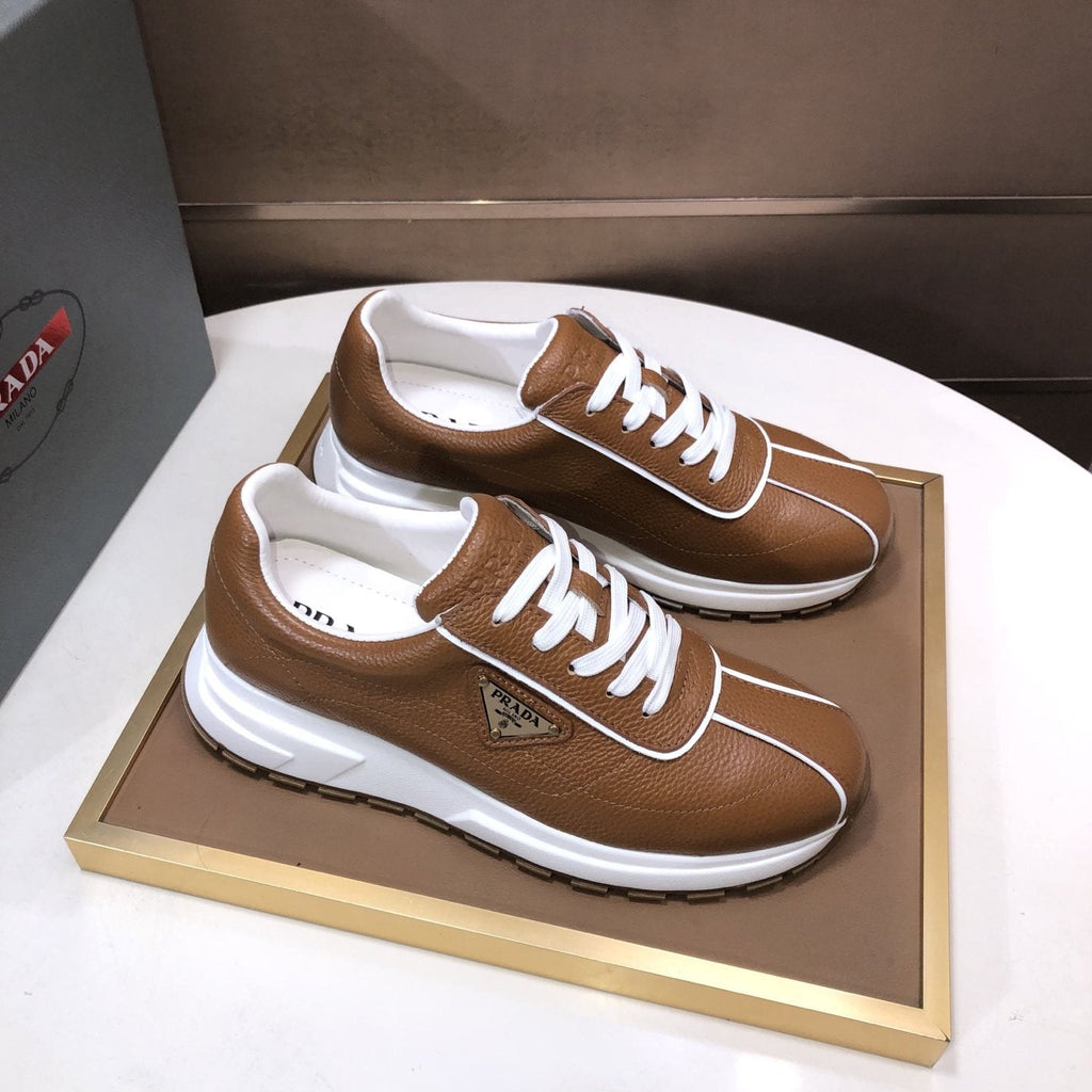 Prada Triangle Plaque Low-Top Sneakers - Triangular Side Plaque Detail