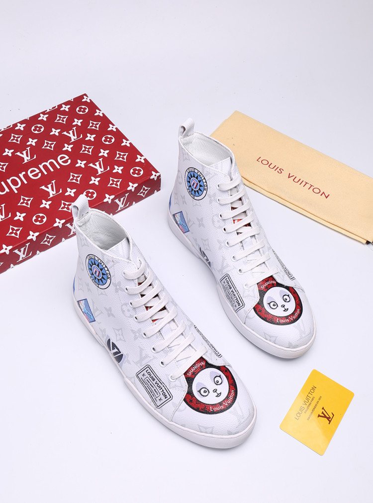 Louis Vuitton Graphic Patch High-Top Sneakers