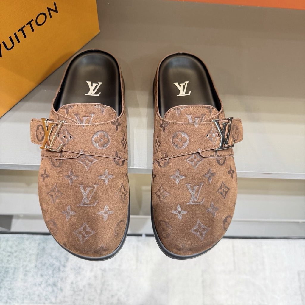 Louis Vuitton Men's Embossed Buckle Slide Sandals