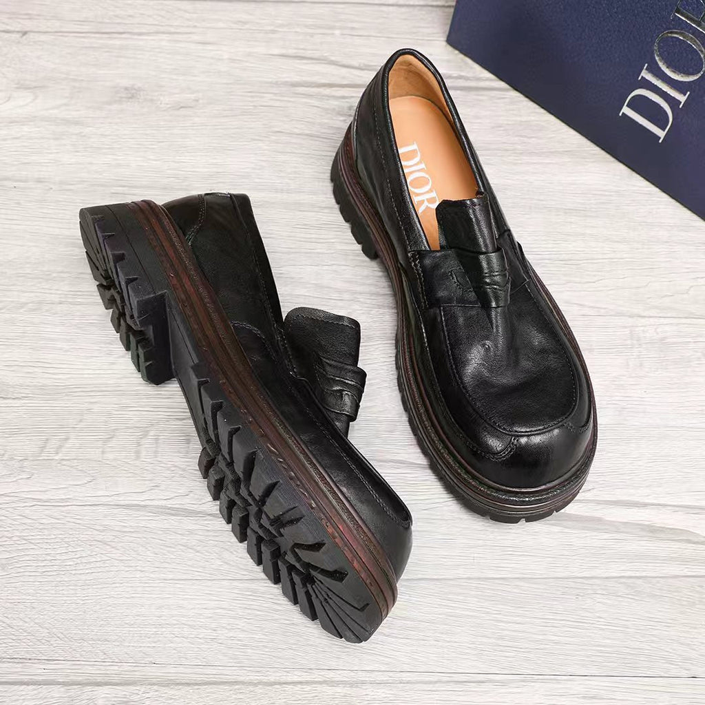 Dior Leather Moc-Toe Loafers - Leather Upper And Lining