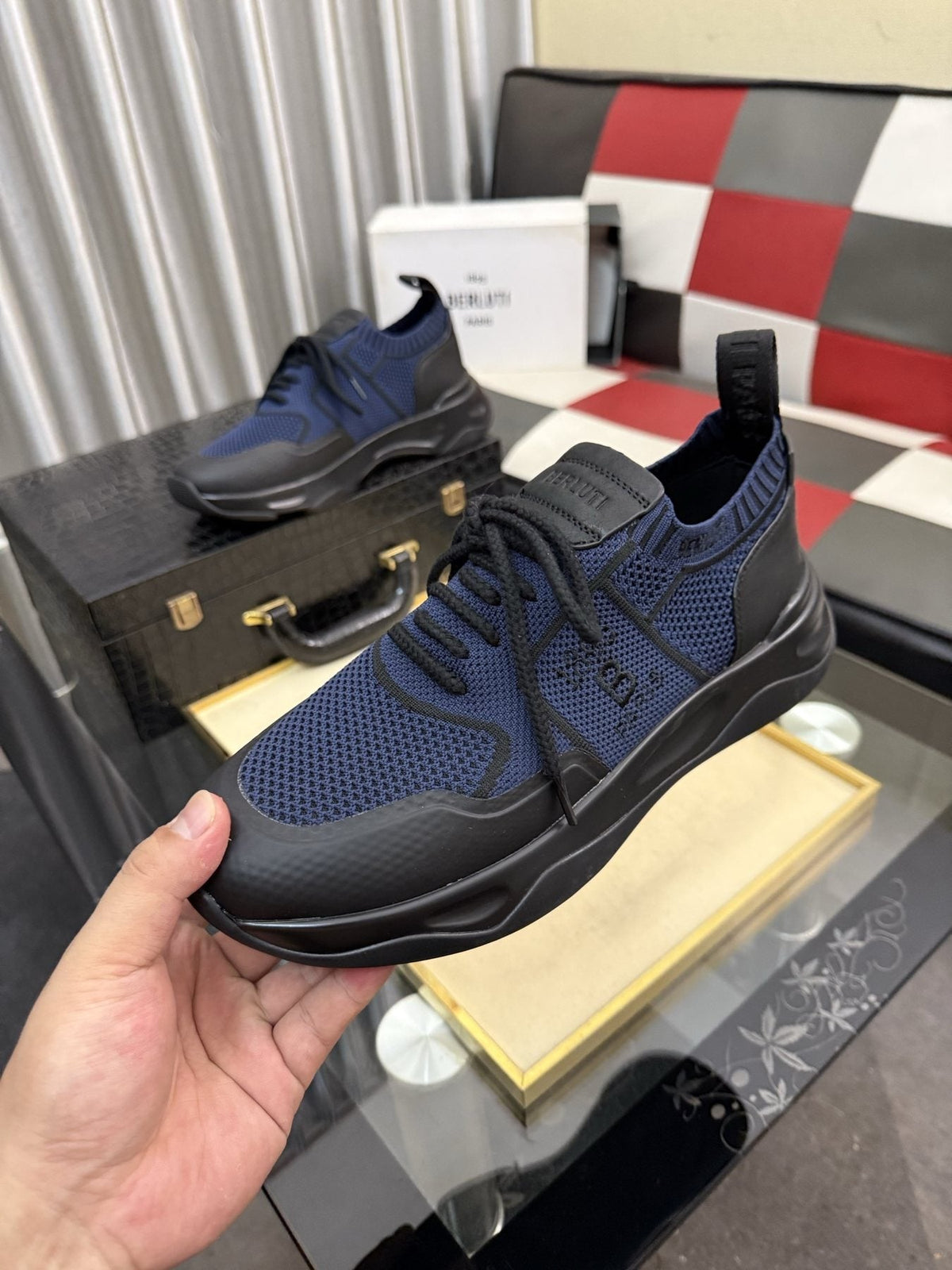 BERLUTI Men's Mesh-Panel Lace-Up Sneakers