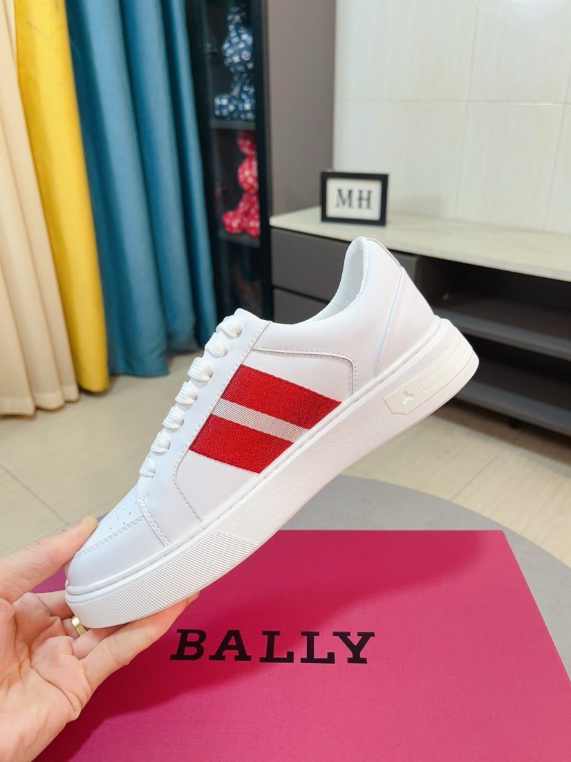 Bally White Red Stripe Sneakers