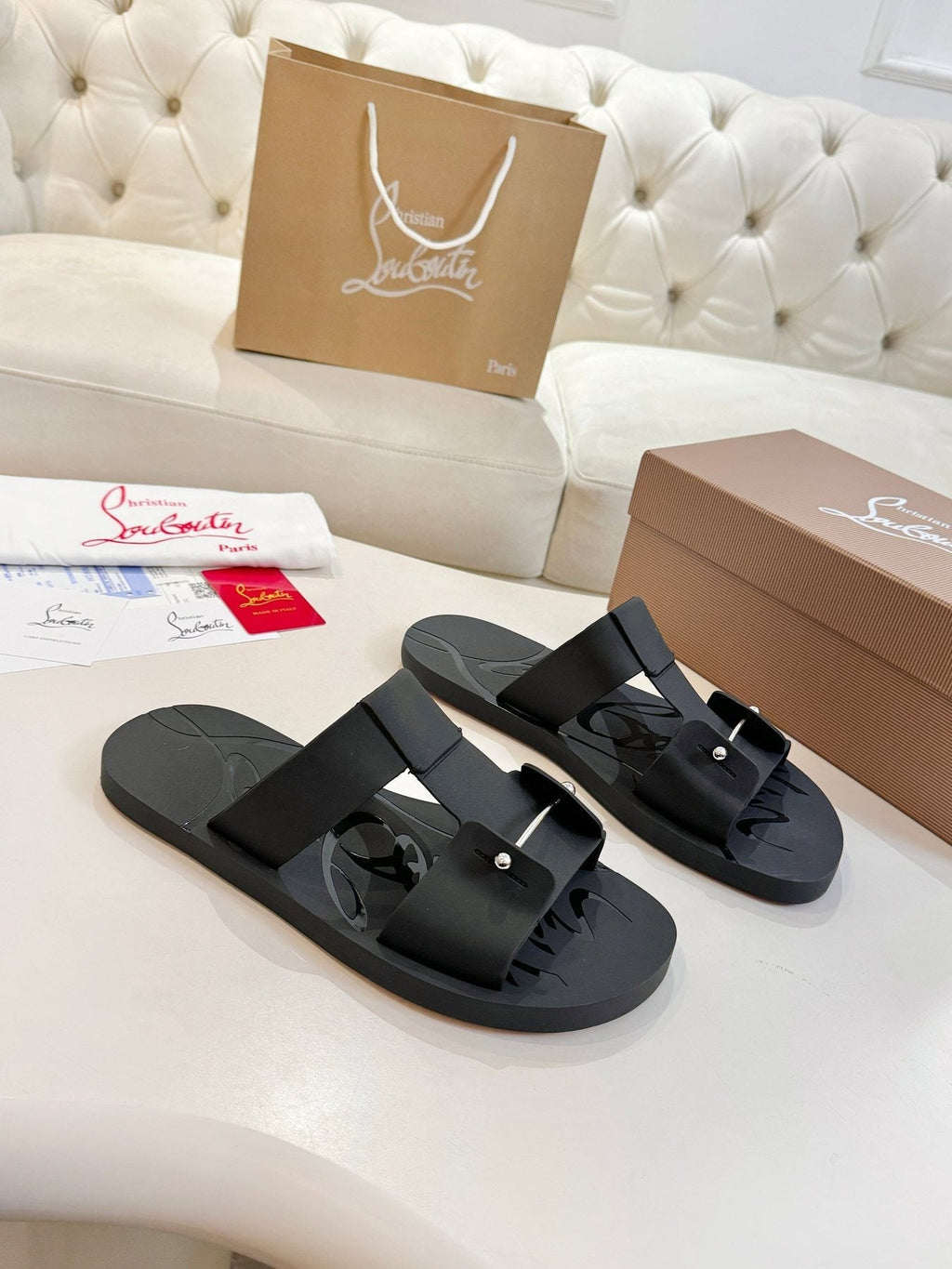 Christian Louboutin Men's Buckle-Strap Slide Sandals