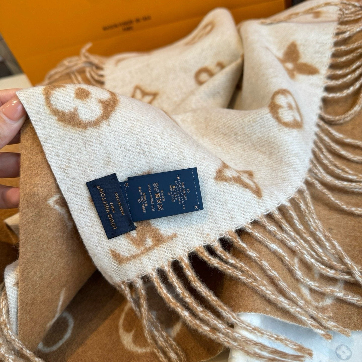 Louis Vuitton Fringed Wool Monogram Scarf