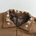 Louis Vuitton LV Monogram Jacquard Fleece Stand Collar Jacket Camel