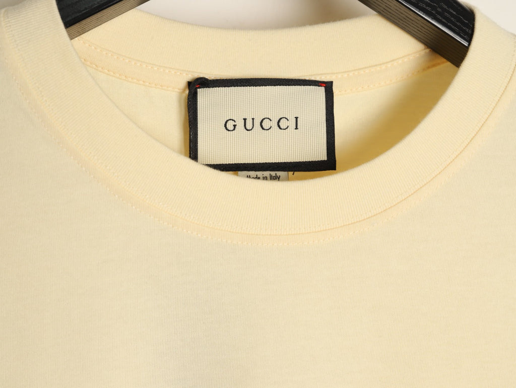 Gucci Cartoon Animal Graphic T-Shirt - Pale Yellow