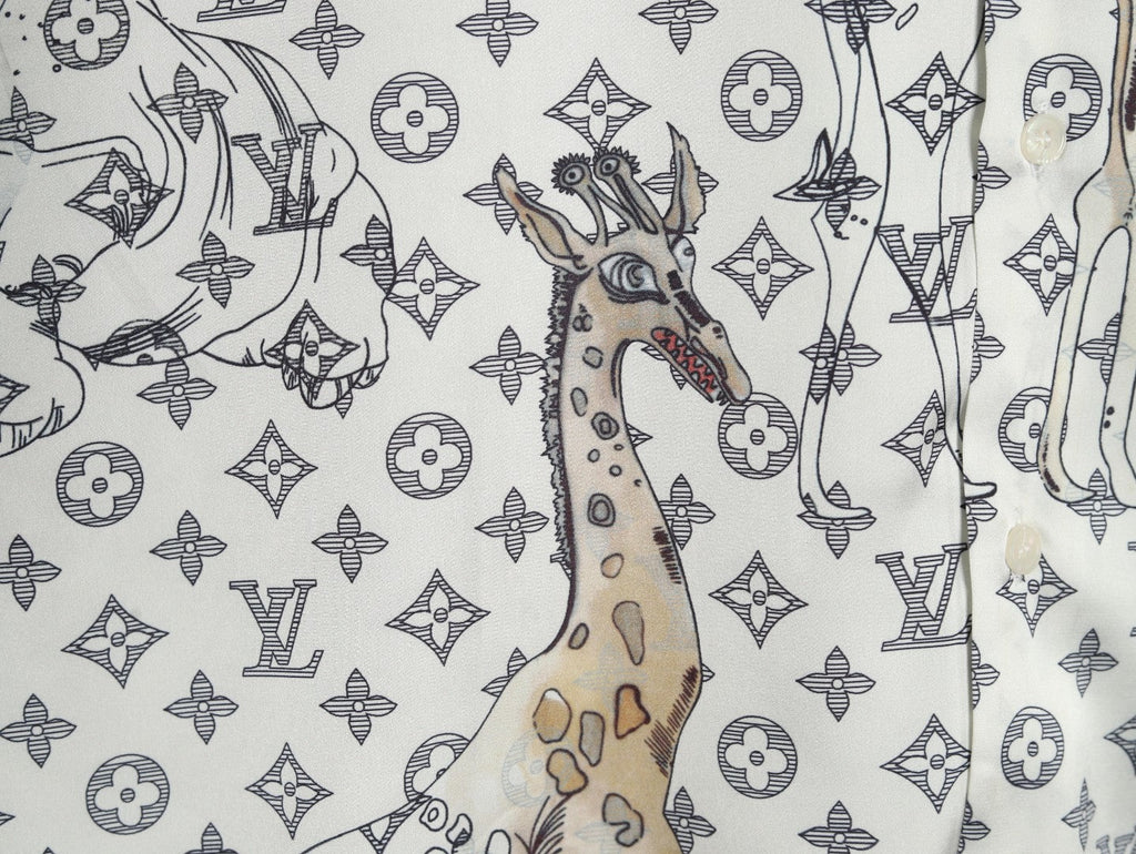 Louis Vuitton Animal and Monogram-Style Long-Sleeve Shirt - White